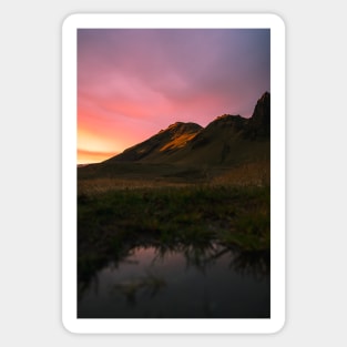 Magical Colorful Sunset in the Icelandic Mountains Sticker